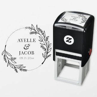 Tampon Auto-encreur Timbre pour mariage en caoutchouc de monogramme de