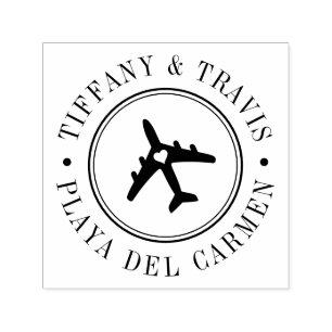 Tampon Auto-encreur Timbre Style Passeport de destination Coeur d'avio