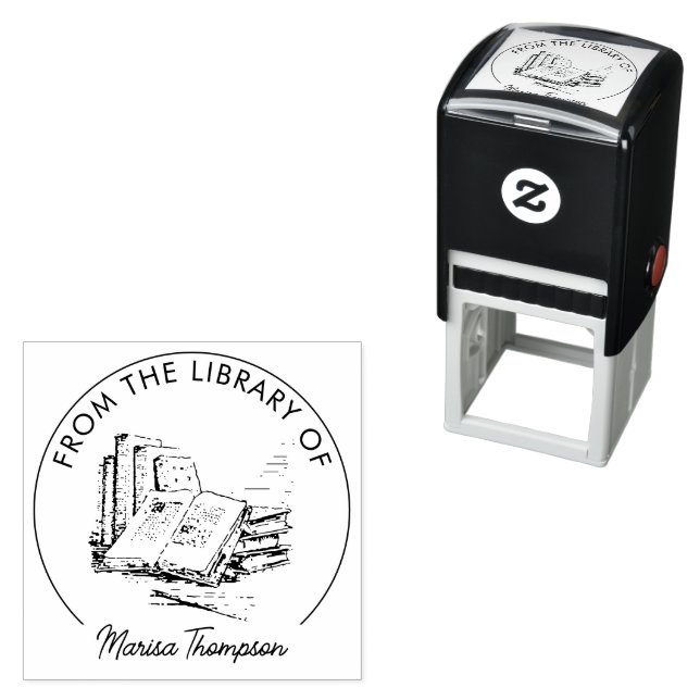 Tampon Auto-encreur Timbres de la bibliothèque Ex Libris (En situation)