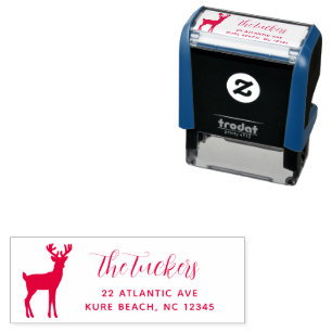 Tampon Auto-encreur Timbres de renne Noël Classique Adresse de Retour
