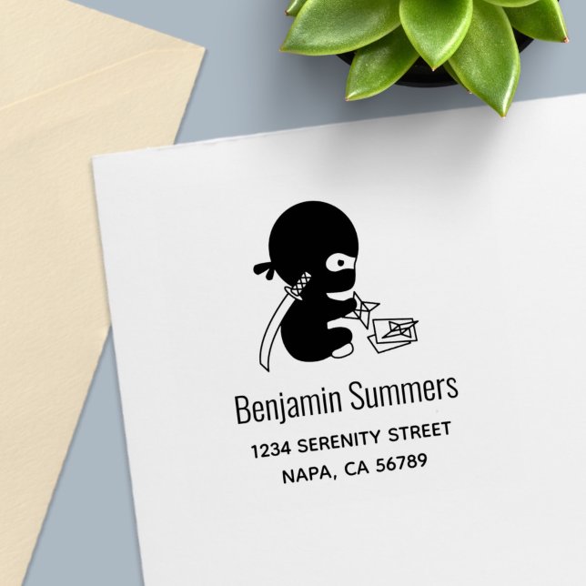 Tampon Auto-encreur Tiny Ninja Folding Origami Star Address (Créateur téléchargé)