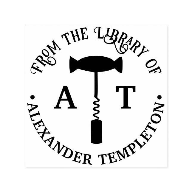 Tampon Auto-encreur Tire-bouchon de bibliothèque Nom du livre (Design)