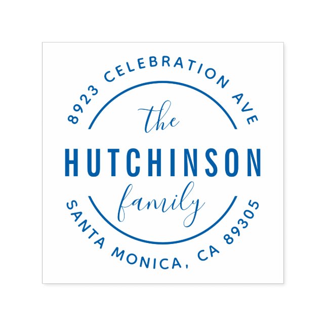 Tampon Auto-encreur Titre personnalisé Nom de famille Arrondi Adresse  (Design)