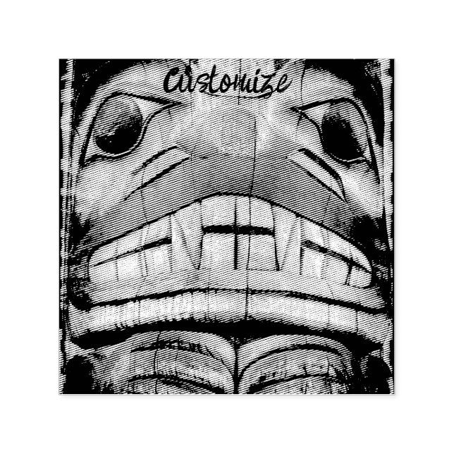 Tampon Auto-encreur Tonnerre à visage totem (Design)