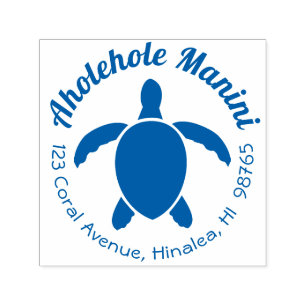 Tampon Auto-encreur Tortue de mer hawaïenne de timbre d'adresse de