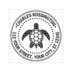 Tampon Auto-encreur Tortue marine #5N Nom Adresse de retour