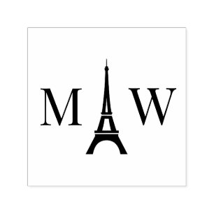 Tampon Auto-encreur Tour Eiffel 2 Monogramme de mariage initial