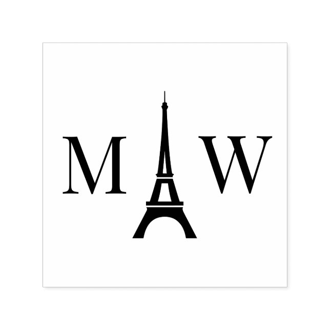 Tampon Auto-encreur Tour Eiffel 2 Monogramme de mariage initial (Design)