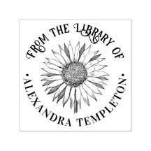 Tournesol floral #2B Nom de la bibliothèque ronde 