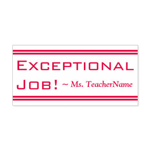 Tampon Auto-encreur "Travail exceptionnel !" + Nom Tutor Timbre en cao