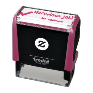 Tampon Auto-encreur "Travail merveilleux !" + Nom de l'instructeur Tim