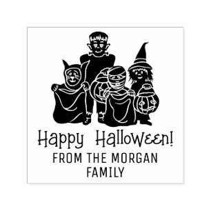 Tampon Auto-encreur Trick or Treaters Silhouette Joyeux Halloween Vœux