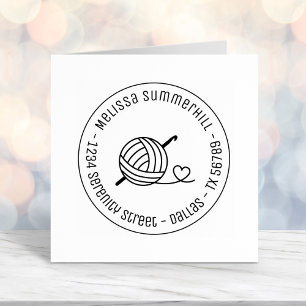 Tampon Auto-encreur Tricot Crochet Fil Adresse ronde 1