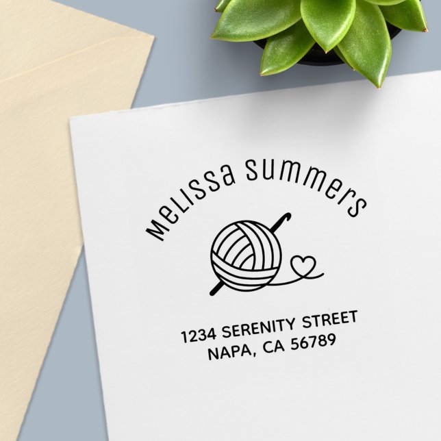 Tampon Auto-encreur Tricot Crochet Laine Adresse de retour (Créateur téléchargé)