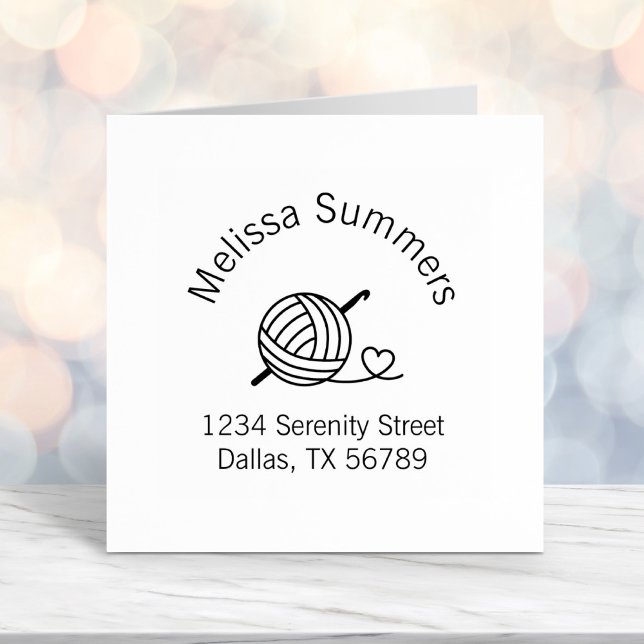 Tampon Auto-encreur Tricot Crocheting Yarn Arch Adresse (Créateur téléchargé)