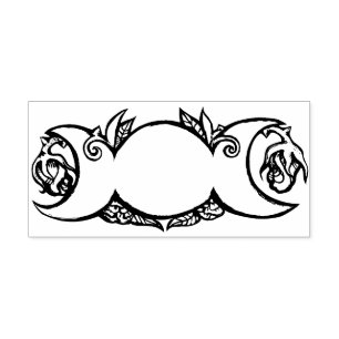 Tampon Auto-encreur Triple Fleur de Lune – Symbole Botanique Wiccan