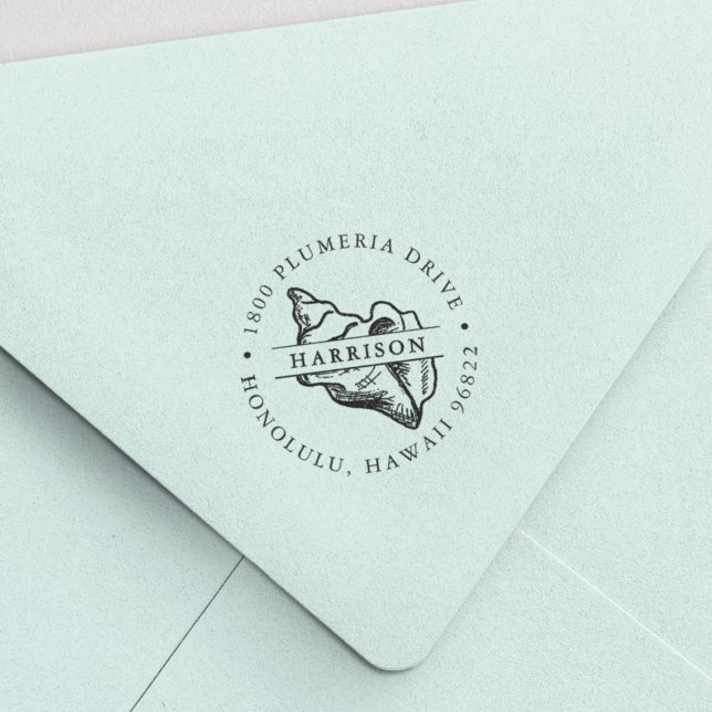 Tampon Auto-encreur Tropical Conch Shell Round Return Adresse (Créateur téléchargé)