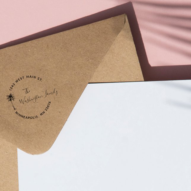 Tampon Auto-encreur Tropical Palm Trees Adresse de retour personnalisé (Créateur téléchargé)