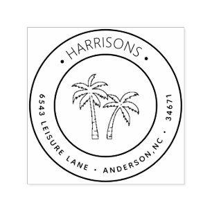 Tampon Auto-encreur Tropical Palms Return Adresse