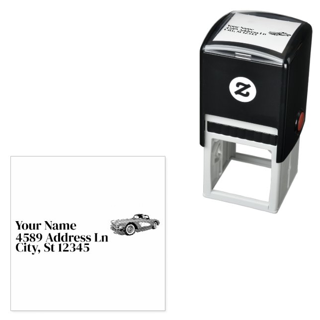 Tampon Auto-encreur Turquoise 59 Corvette voiture arrière - plan d'exp (En situation)