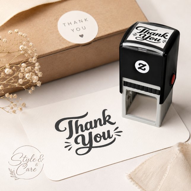 Tampon Auto-encreur Typographie Créative Merci (Creative Typography Thank You Self-inking Stamp)