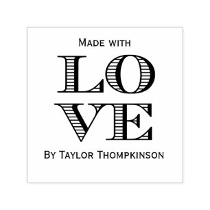 Tampon Auto-encreur Typographie de bloc 2x2 LOVE - Fait avec amour