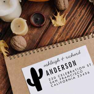 Tampon Auto-encreur Typographie de cactus et noms modernes Adresse de