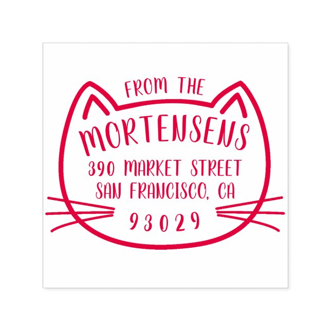 Tampon Auto-encreur Typographie de la chaîne Cat Nom de famille Adress (Design)