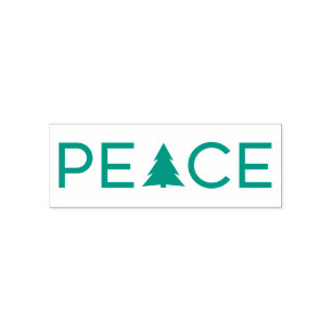 Tampon Auto-encreur Typographie moderne de Peace Holiday Tree