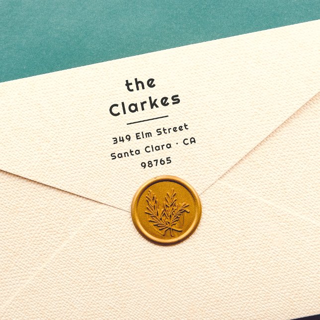 Tampon Auto-encreur Typographie moderne minimale Nom Adresse de retour (Rubber Stamp Mock-up)