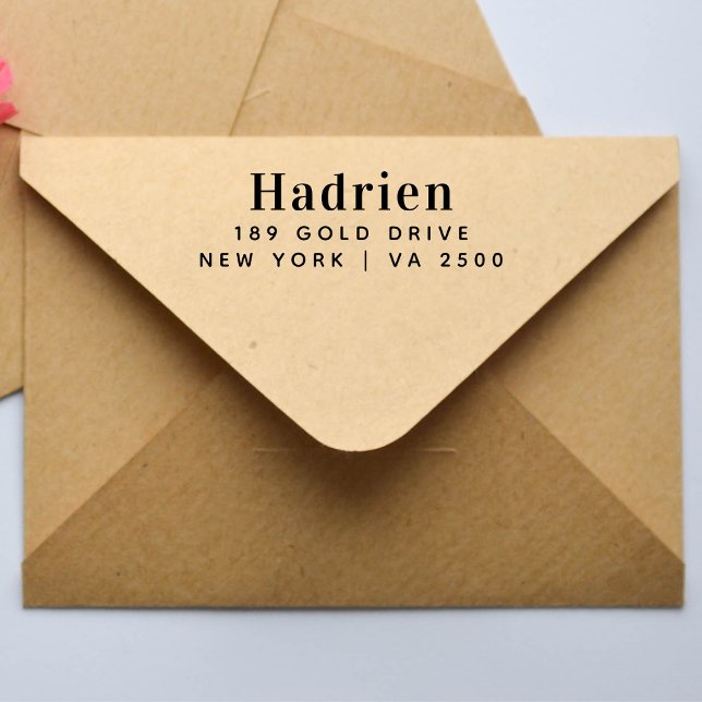 Tampon Auto-encreur Typographie moderne minimale Nom Retour Adresse pe (Créateur téléchargé)