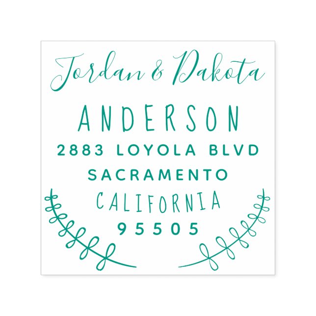 Tampon Auto-encreur Typographie personnalisée Couple marié Adresse de  (Design)