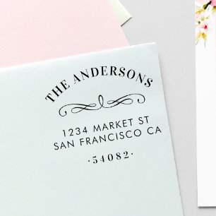 Tampon Auto-encreur Typographie personnalisée Nom de famille et adress