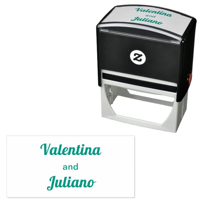 Tampon Auto-encreur Typography Style Minimalist Green Wedding Stamp (En situation)