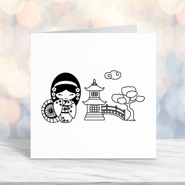 Tampon Auto-encreur Une fille aux parapluies japonaise dans le scandal (Créateur téléchargé)