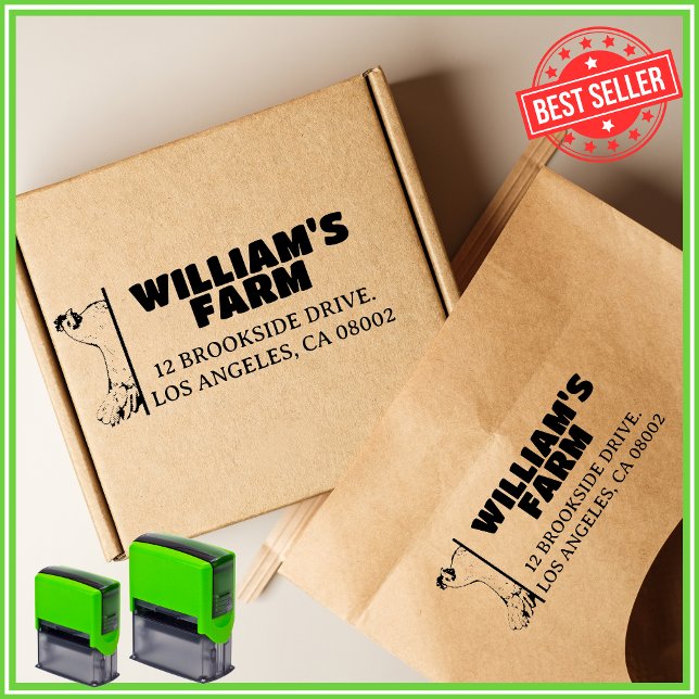 Tampon Auto-encreur Unique Chicken Farm Family Adresse de retour d'aff (Créateur téléchargé)