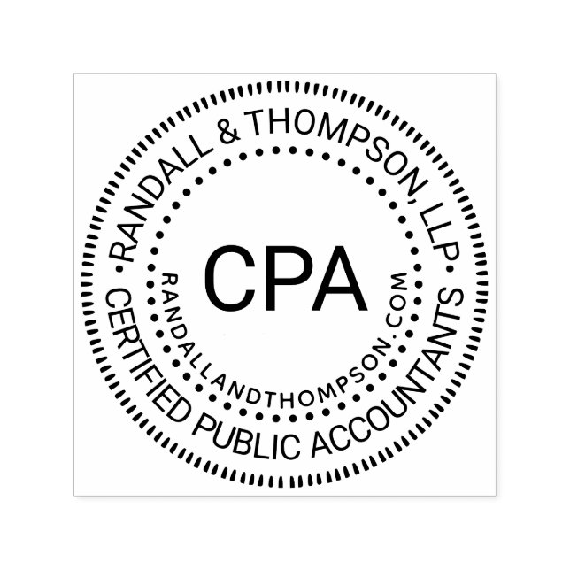 Tampon Auto-encreur URL du nom du cabinet comptable public CPA Cert (Design)