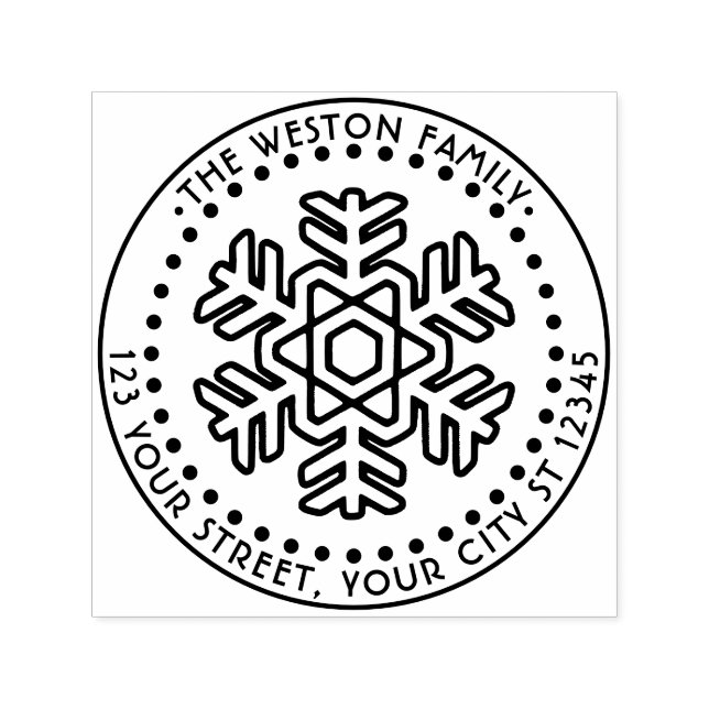 Tampon Auto-encreur Vacances d'hiver Snowflake #2 Nom Adresse de retou (Design)