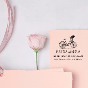 Tampon Auto-encreur Vélo mignon avec l'adresse de retour nommée fait