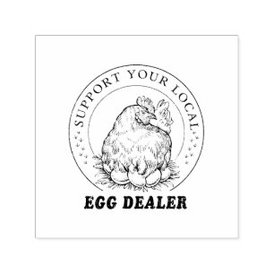 Tampon Auto-encreur Vendeur d'oeufs de poulet Funny Timbre en caoutcho
