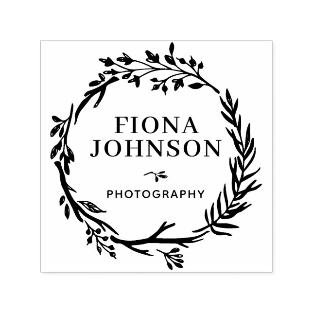 Tampon Auto-encreur Verdure rustique Wreath Profession personnelle (Design)