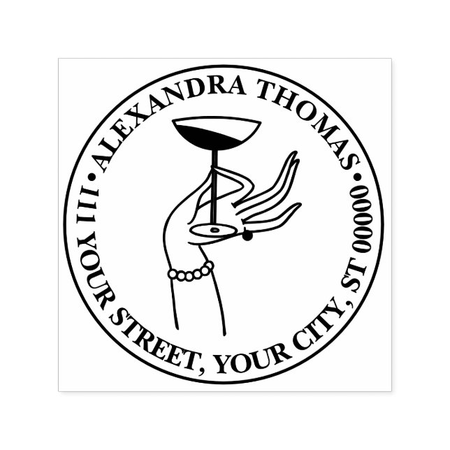 Tampon Auto-encreur Verre de champagne de la main de la dame Art déco (Design)