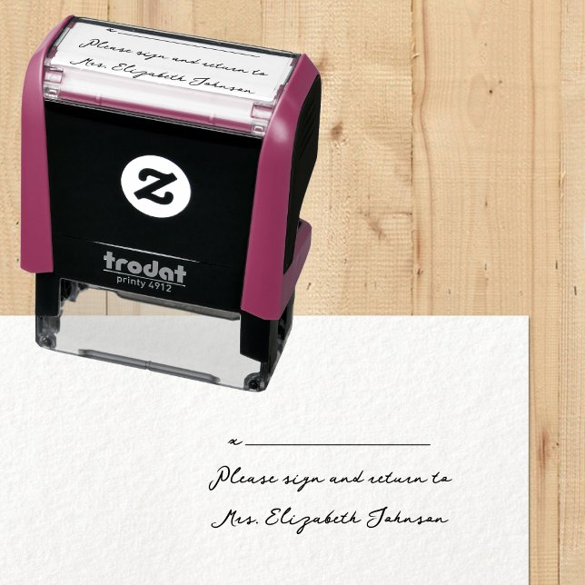 Tampon Auto-encreur Veuillez signer et retourner Nom de l'enseignant L (Please Sign and Return Teacher Name Signature Line Self-inking Stamp)