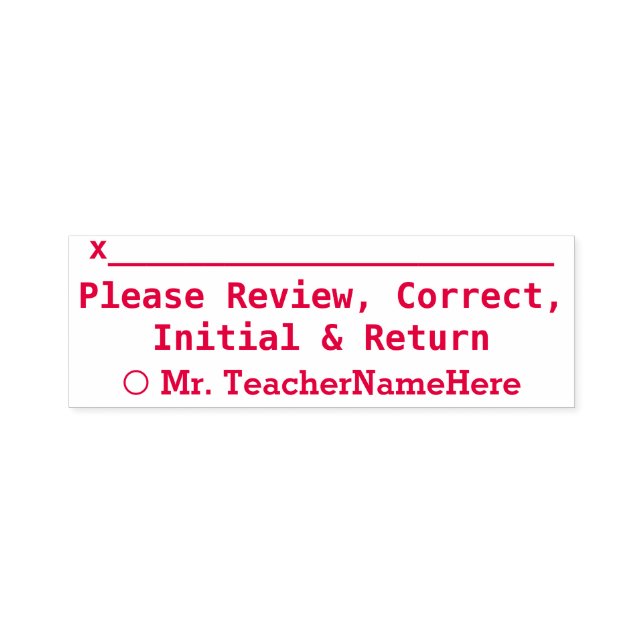 Tampon Auto-encreur "Veuillez vérifier, corriger, initial et retour" (Design)