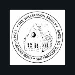 Tampon Auto-encreur Vintage Christmas Gingpain Maison Retour Adresse<br><div class="desc">Noël famille ronde retour adresse auto-encastrer timbre avec votre nom et adresse dans la typographie élégante avec une jolie maison de pain d'épice de Noël dessinée à la main. Ajoutez simplement votre nom et votre adresse. Conçu exclusivement pour vous par Happy Dolphin Studio. Si vous avez besoin d'aide ou de...</div>