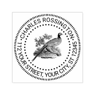 Tampon Auto-encreur Vintage faisan Jeu Oiseau Nom de dessin Adresse