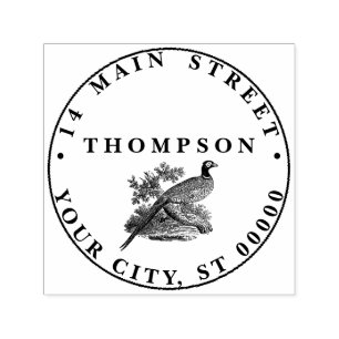 Tampon Auto-encreur Vintage faisan Jeu Oiseau Nom de dessin Adresse