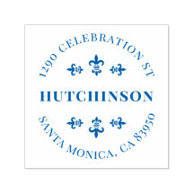 Vintage Fleur De Lis Round Return Adresse