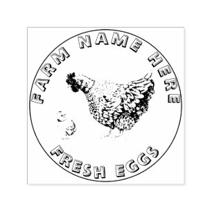 Tampon Auto-encreur Vintage main tiré Hen Farm Oeufs Famille
