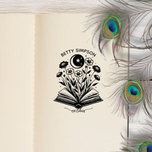 Tampon Auto-encreur Vintage Mystic book Custom ex libris timbre chien